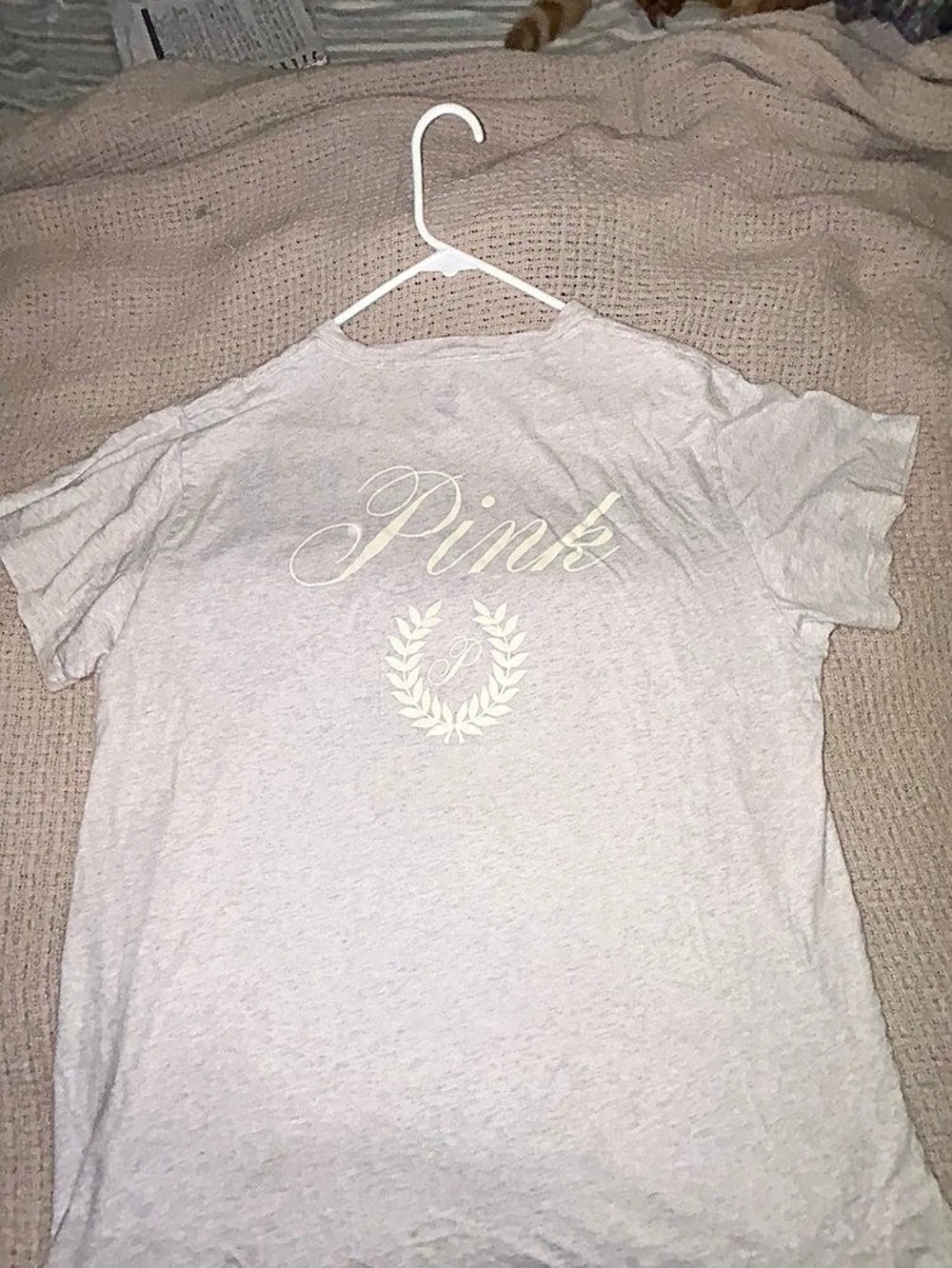 PINK Victoria's Secret Graphic Short Sleeve Tees Brown & Light Gray BUNDLE DEAL!